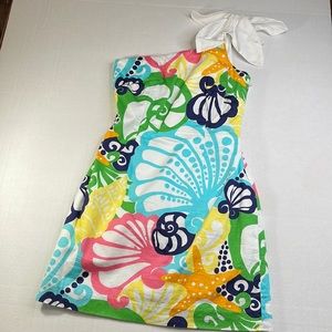 Lilly Pulitzer Resort White One Shoulder Dress Chiquita Bonita Size 4